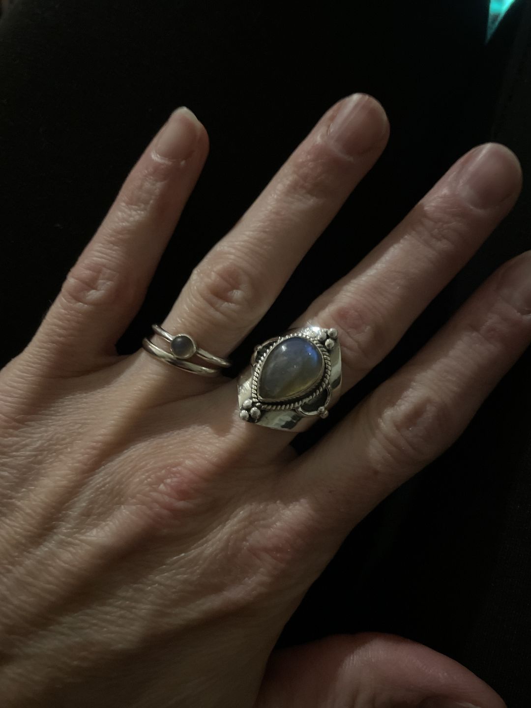 Customer photo review of Teardrop Labradorite Ring Sterling Silver