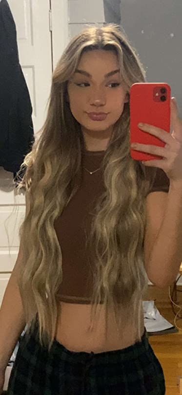Customer photo review of Virgin Flat Weft Extensions Sew In Weft Extensions Balayage Hair #BA8/60