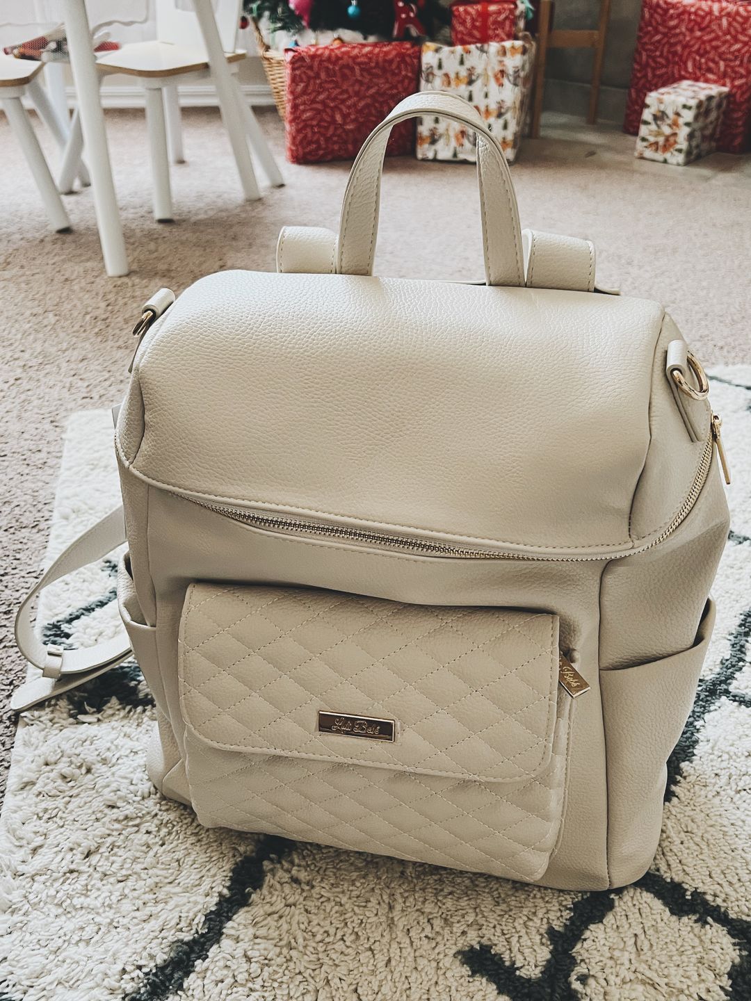 Customer photo review of Monaco Diaper Bag | Pearl White
