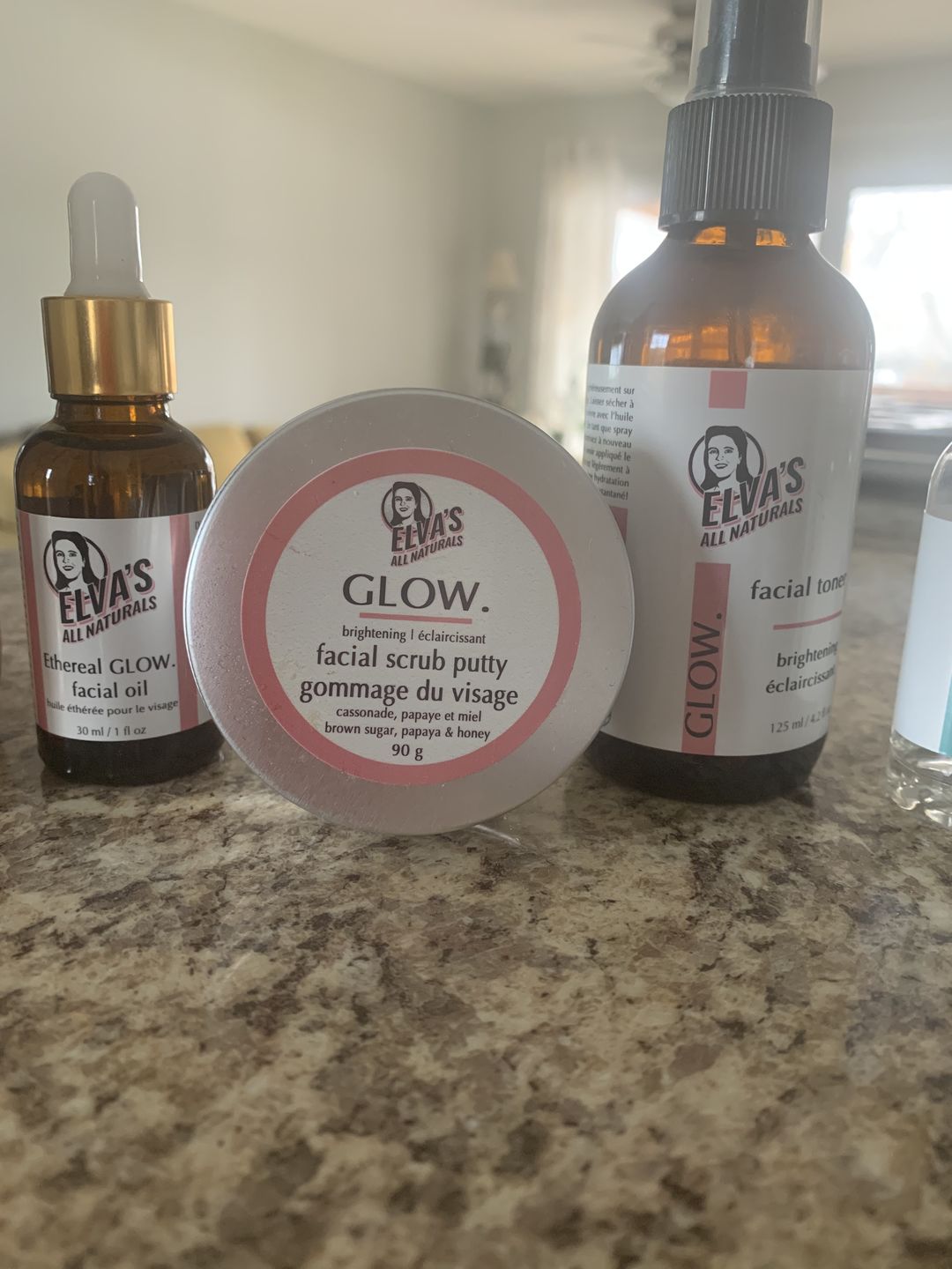 Customer photo review of GLOW. Brightening Facial Scrub Putty | With Brown Sugar, Organic Honey and Papaya Enzymes