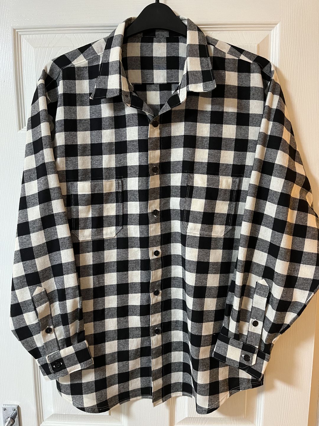 Customer photo review of Black and Cream Checkered Brushed Cotton Fabric