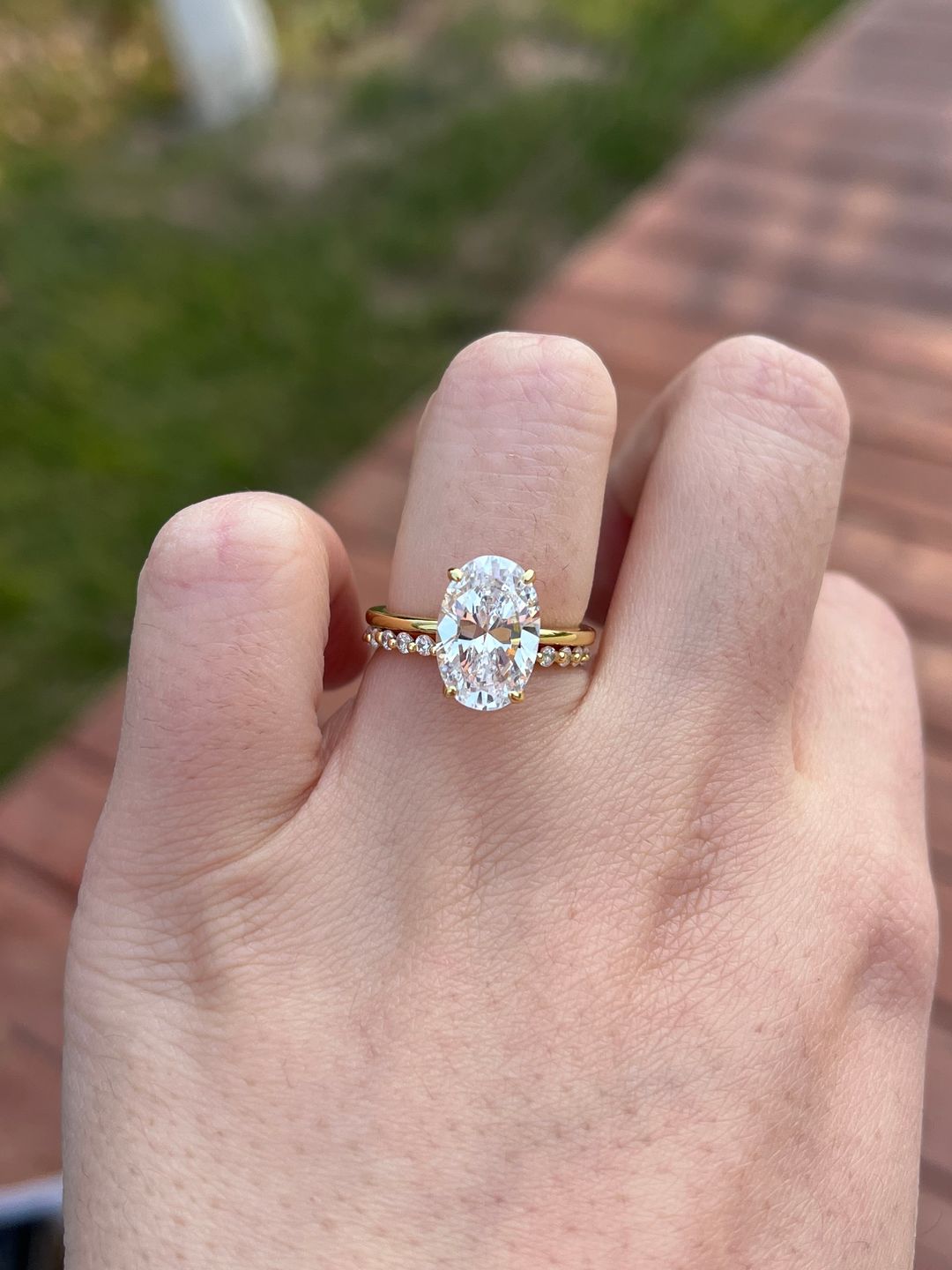 Customer photo review of S925 3.5 Carat Oval Cut Hidden Halo Engagement Ring In Sterling Silver Daily Wearable Ring