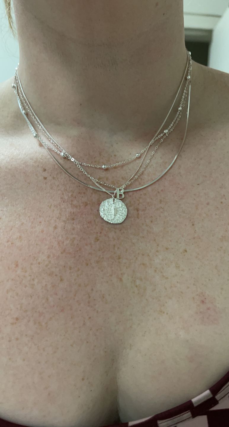 Customer photo review of The Original Single Initial Letter Necklace