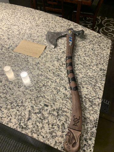 Customer photo review of Hand-forged Leviathan axe with leather wrap