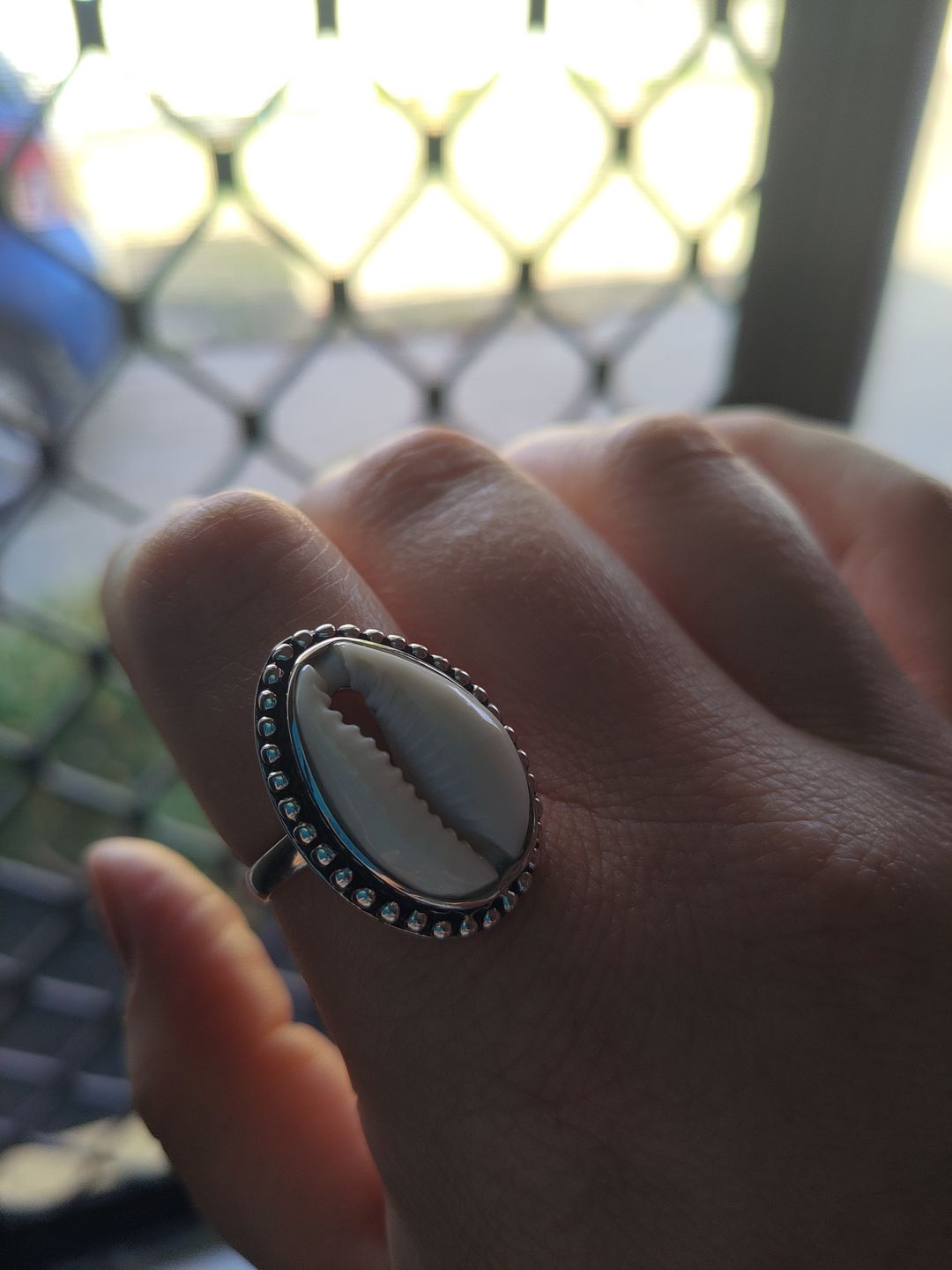 Customer photo review of Sterling Silver Cowrie Shell Ring