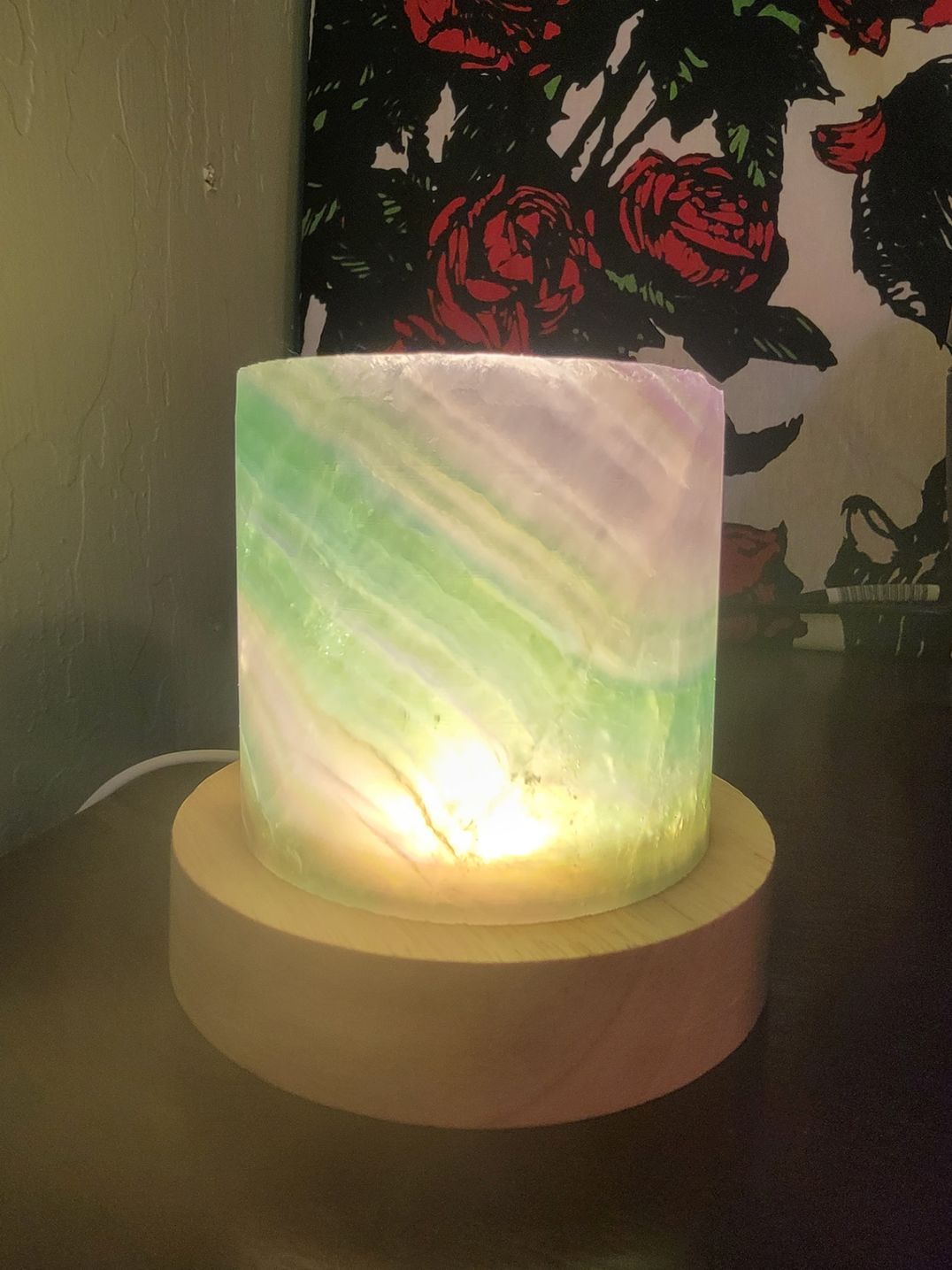 Customer photo review of Rainbow Fluorite Crystal Light Lamp