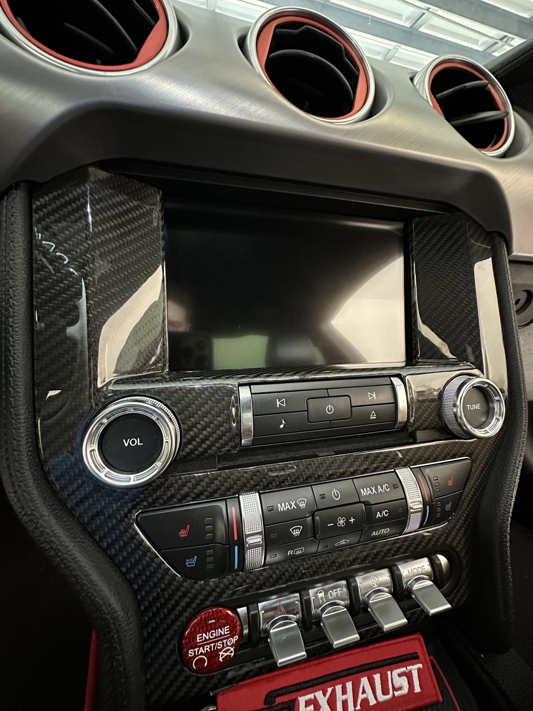 Customer photo review of REAL CARBON FIBER RADIO NAV TRIM COVER | 2015-2022 FORD MUSTANG
