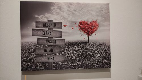 Customer photo review of Lienzo Árbol Corazón con Nombres Personalizados
