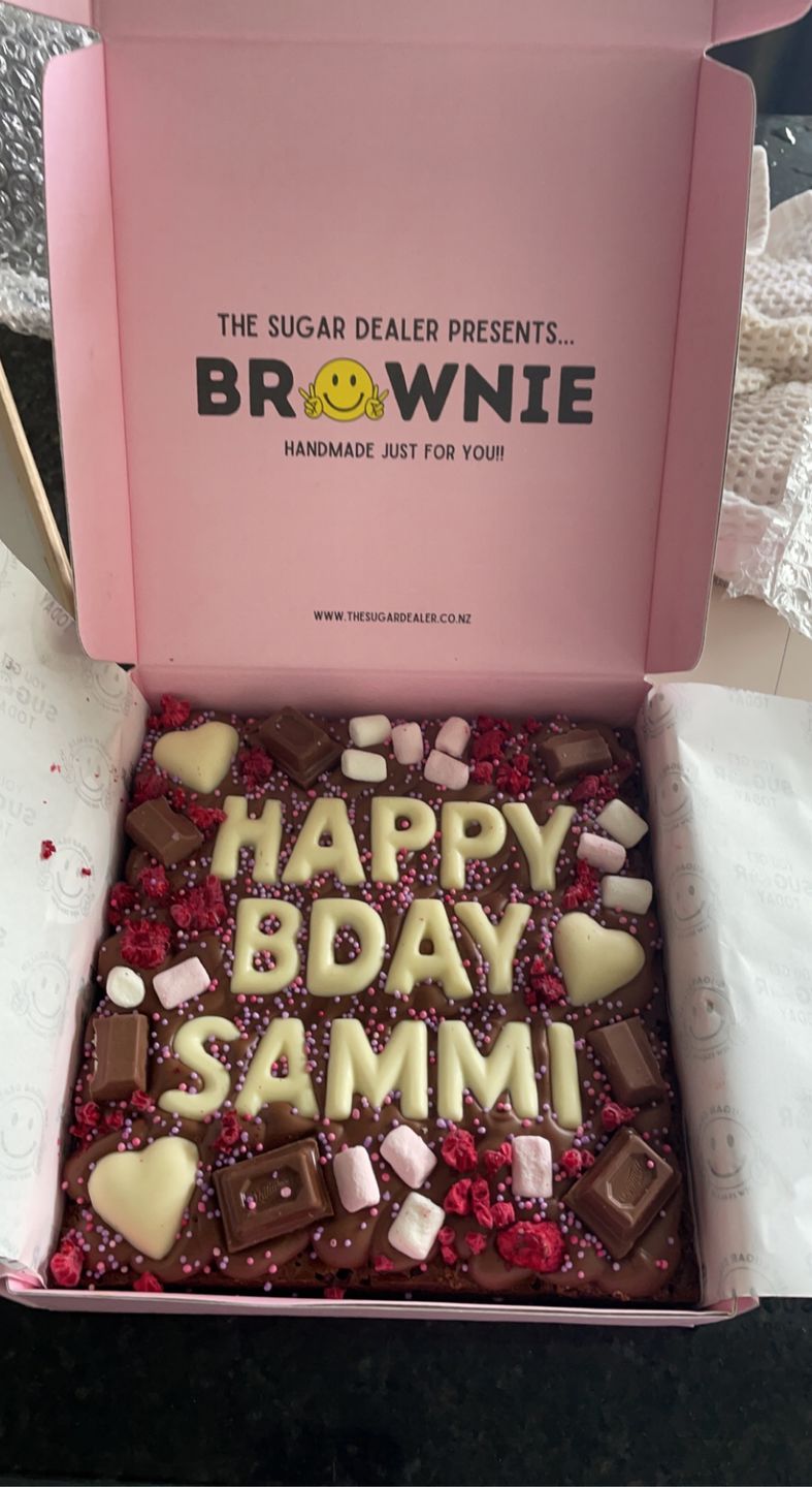 Customer photo review of Gluten free custom message brownie