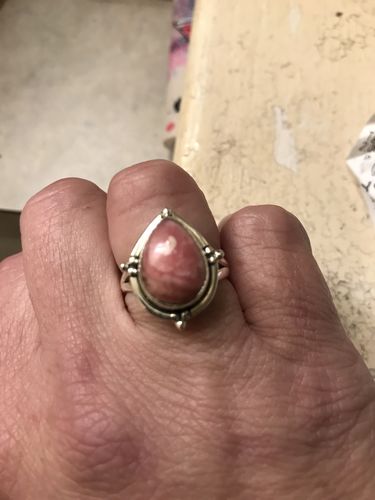 Customer photo review of Teardrop Rhodochrosite Ring Sterling Silver