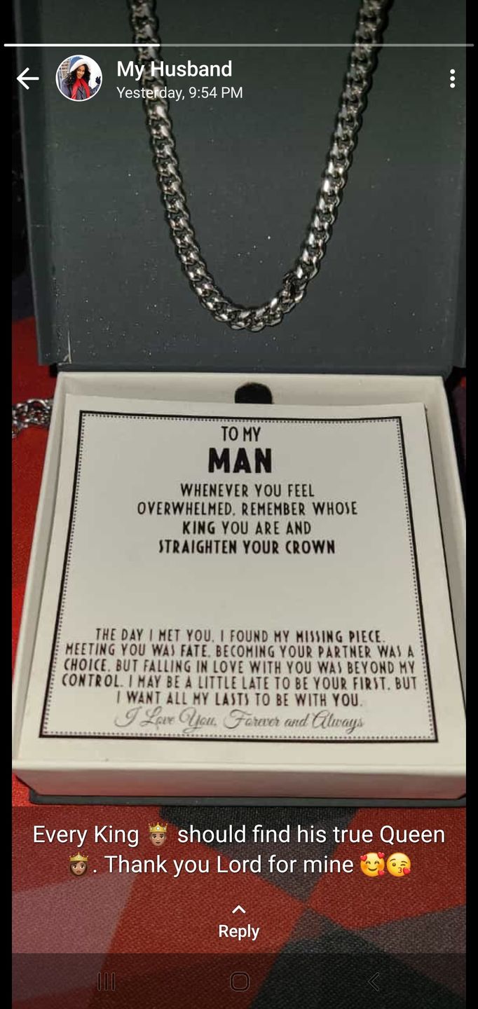 Customer photo review of To My Man - Straighten Your Crown - Cuban Link Chain Necklace