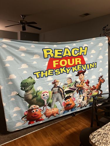 Customer photo review of Custom Fabric Backdrop for Birthday&Baby Shower&Wedding& Any Event Decorations