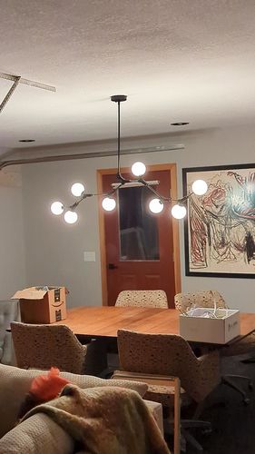 Customer photo review of Mid-century Linear Island Branching Bubble Chandelier