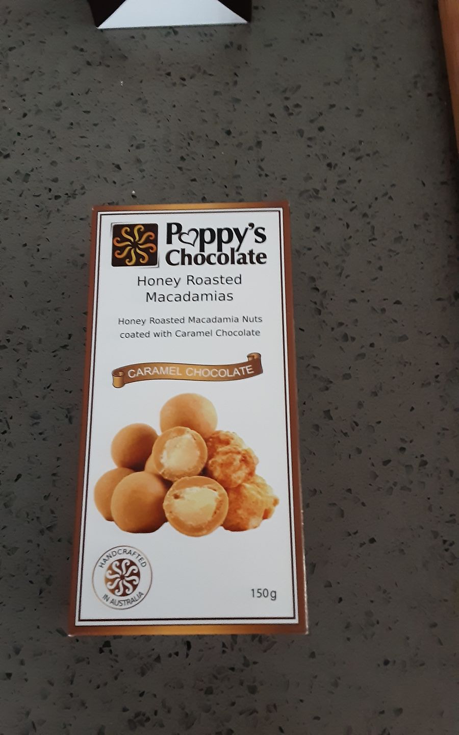 Customer photo review of Caramel Chocolate Coated Macadamias 150g