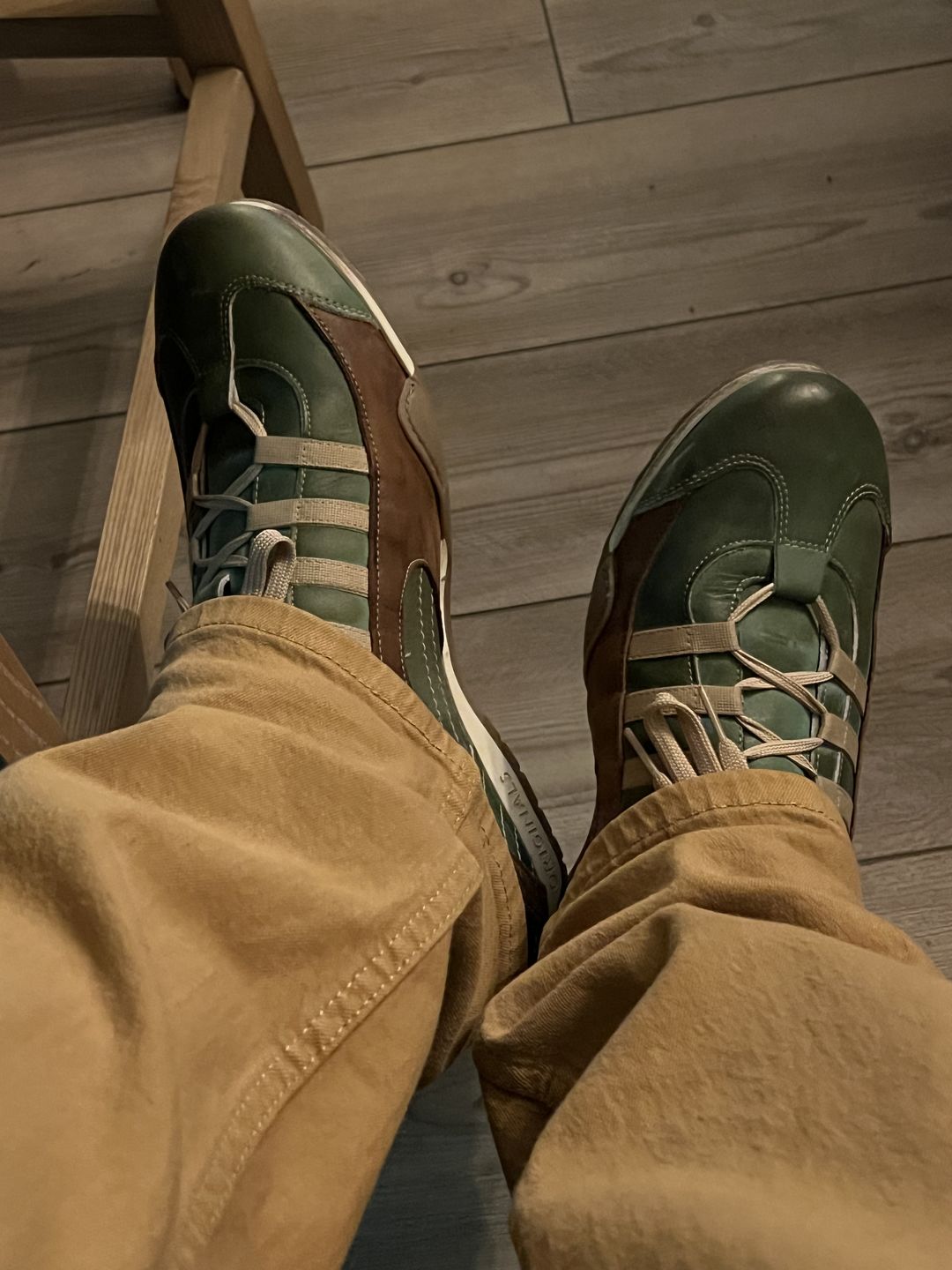 Customer photo review of Men's GrandPrix Sneaker in Verdolino (Green and Sand)