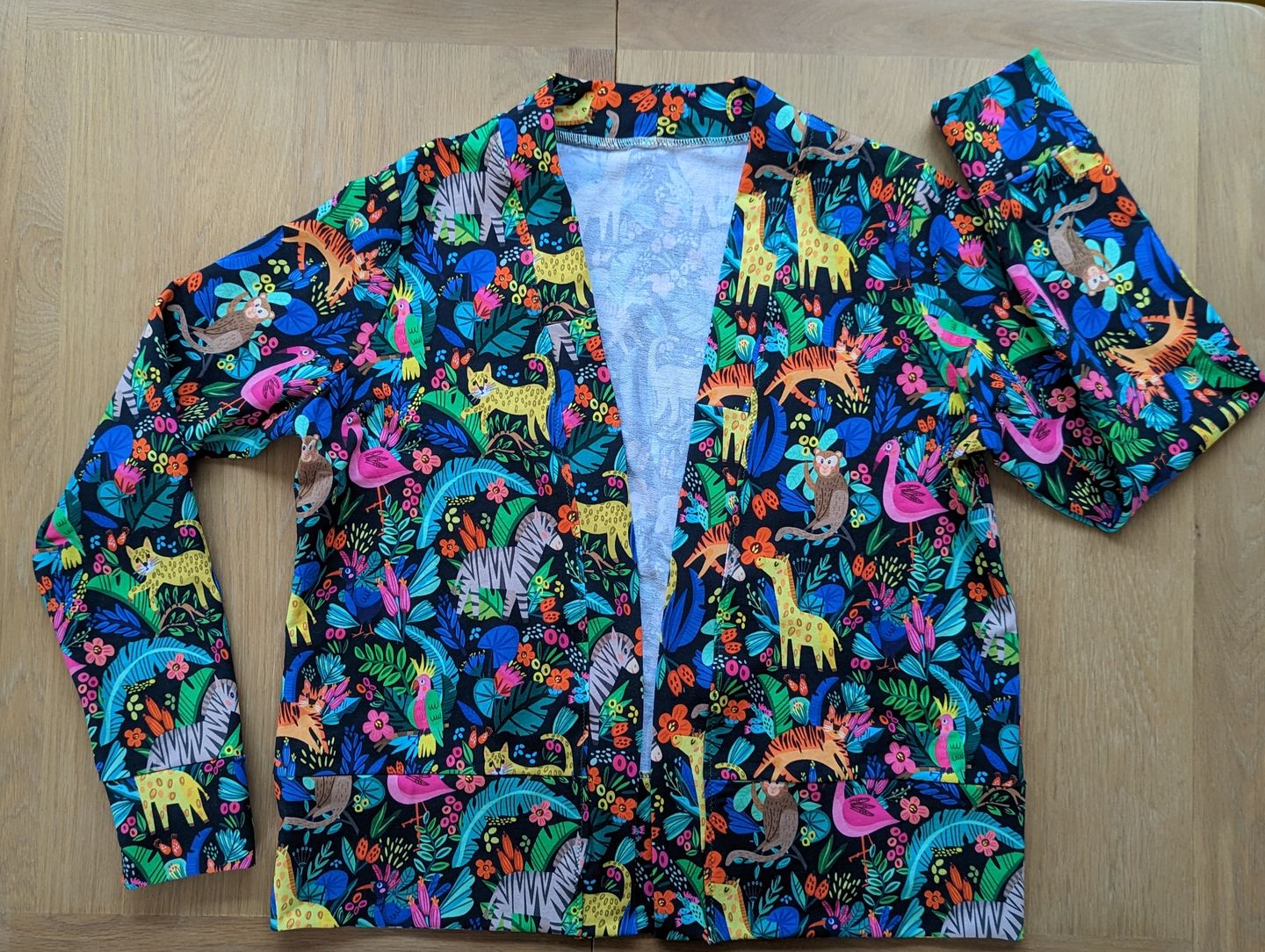 Customer photo review of Animal Jungle on Black French Terry Fabric