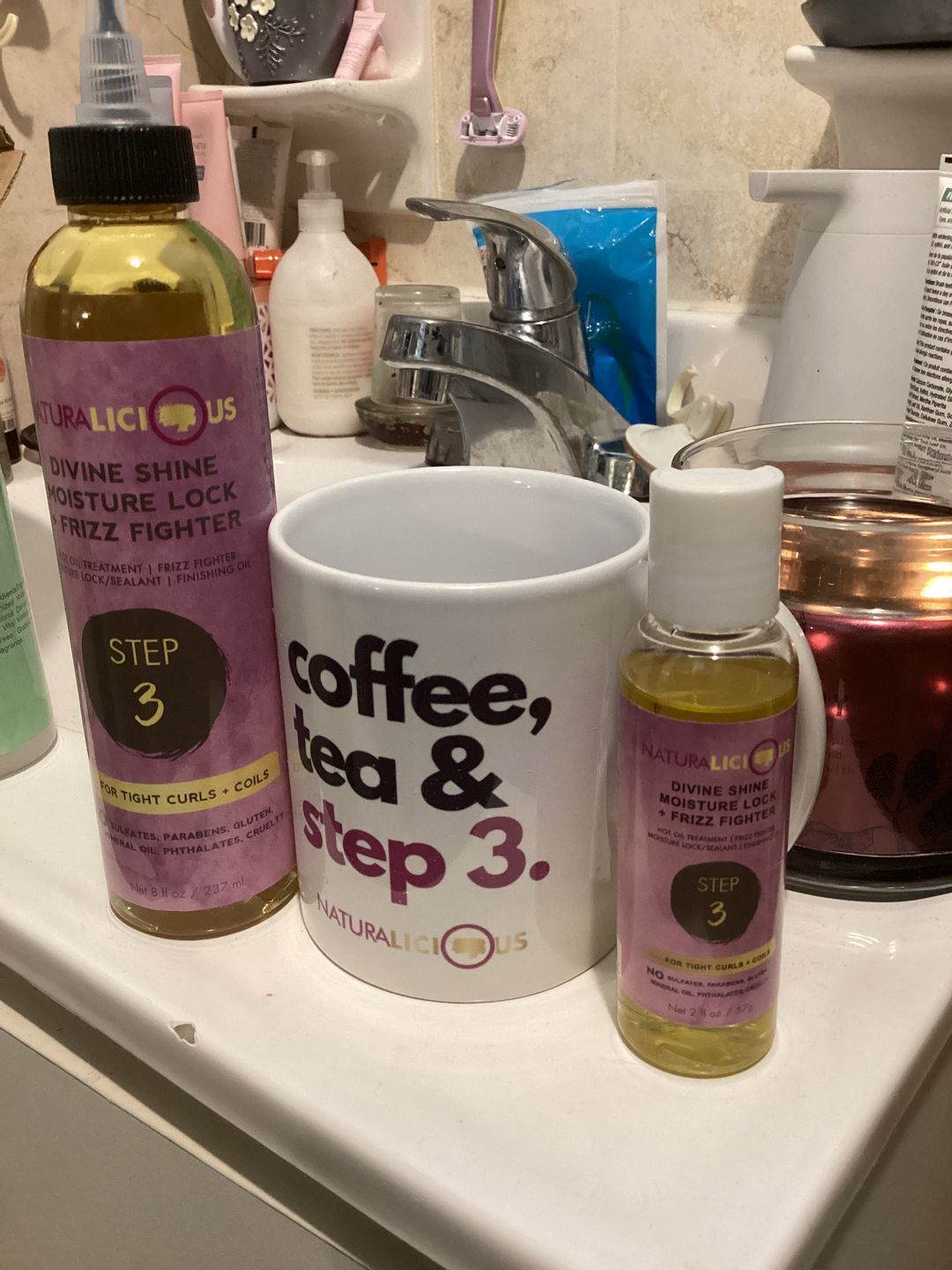 Customer photo review of Step 3: Divine Shine Moisture Lock & Frizz Fighter (For Tight Curls)