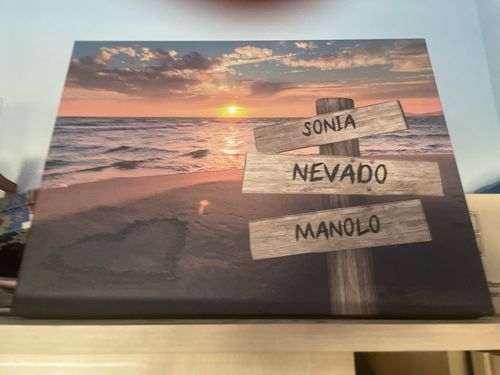 Customer photo review of Lienzo personalizado Corazon en la Playa