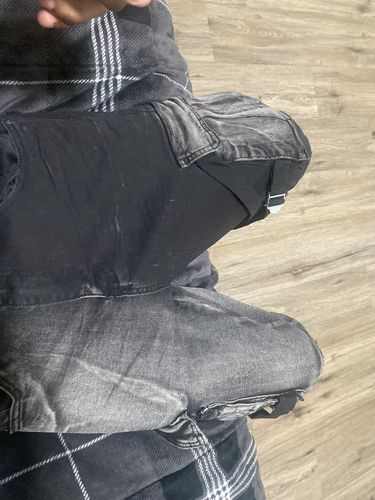 Customer photo review of Two Tone Multi Pocket Denim (Black-Grey)
