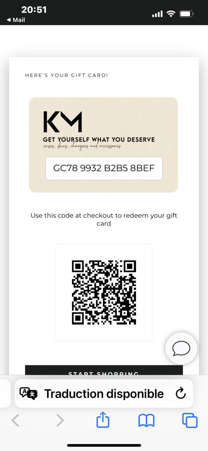 Customer photo review of Gift Card