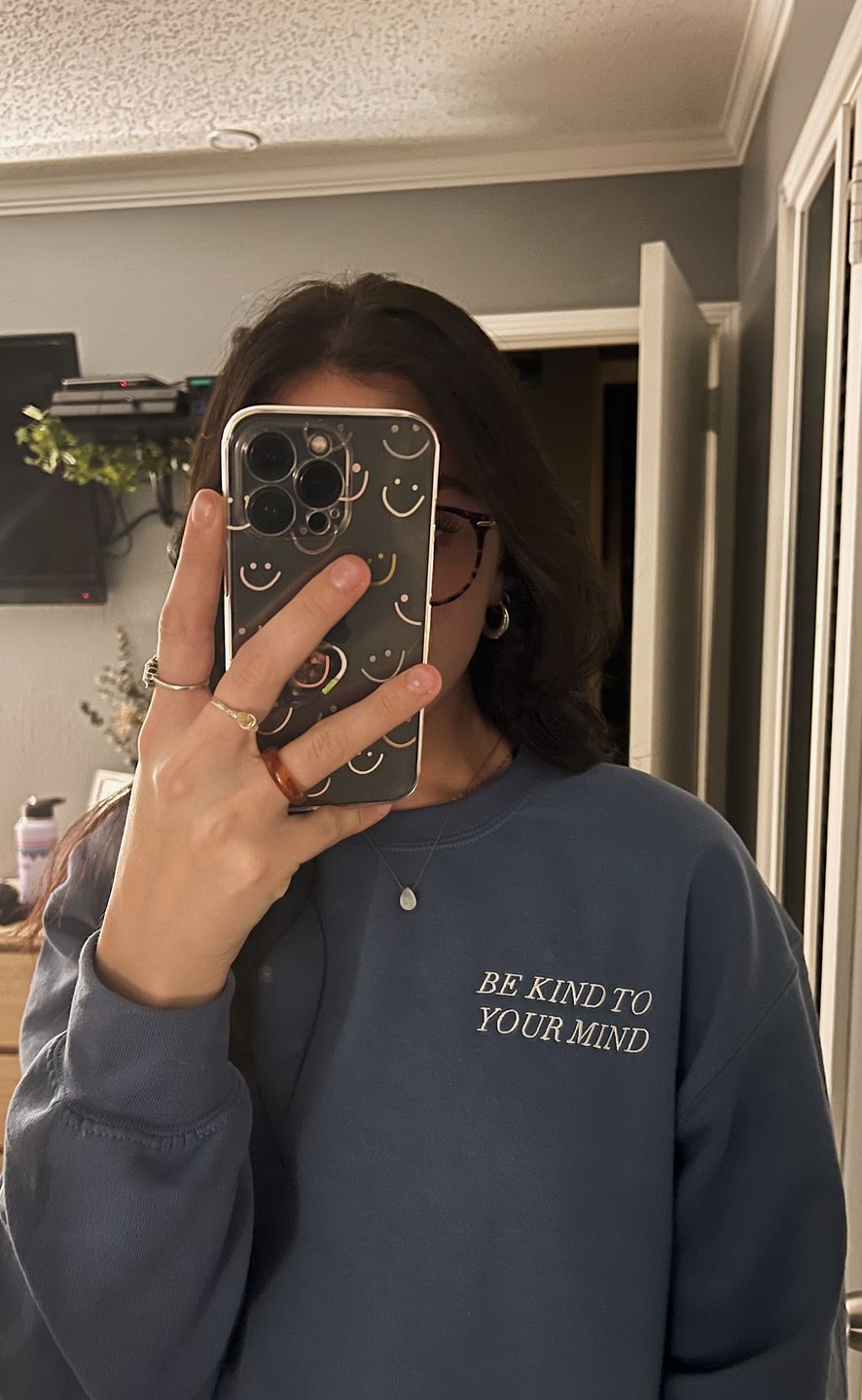 Customer photo review of Be Kind To Your Mind Embroidered Sweatshirt