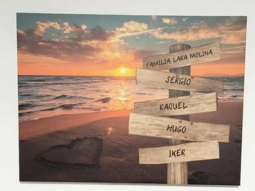 Customer photo review of Lienzo personalizado Corazon en la Playa
