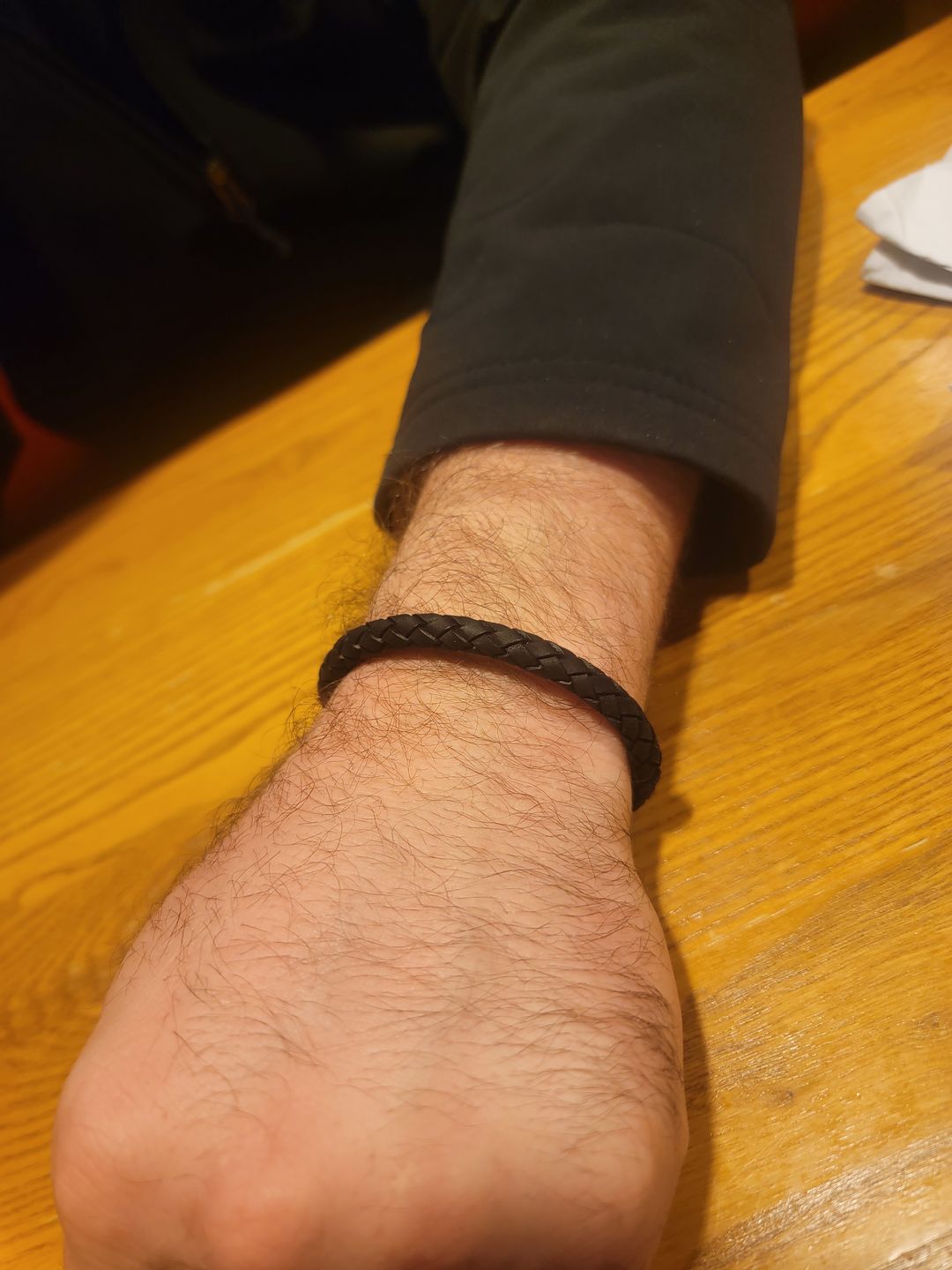 Customer photo review of 6mm Black Leather Bracelet