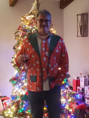 Customer photo review of Men's Christmas Print Regular Fit Long Sleeve Shirt