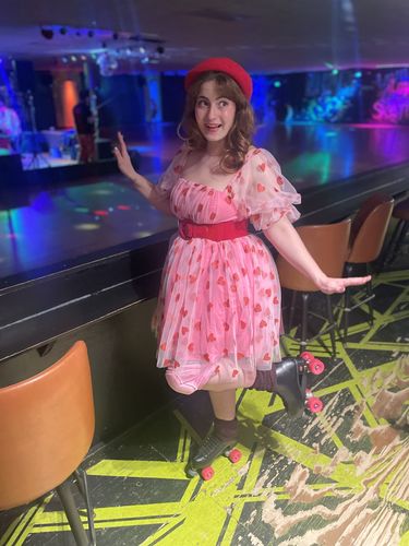 Customer photo review of Pink and Red Glitter Hearts Baby Doll Dress