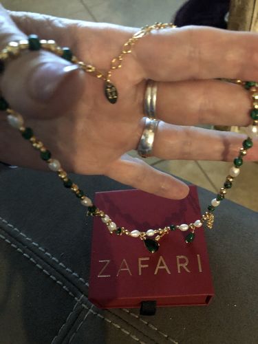 Customer photo review of Tassel Natural Stone CZ Pearl Necklace