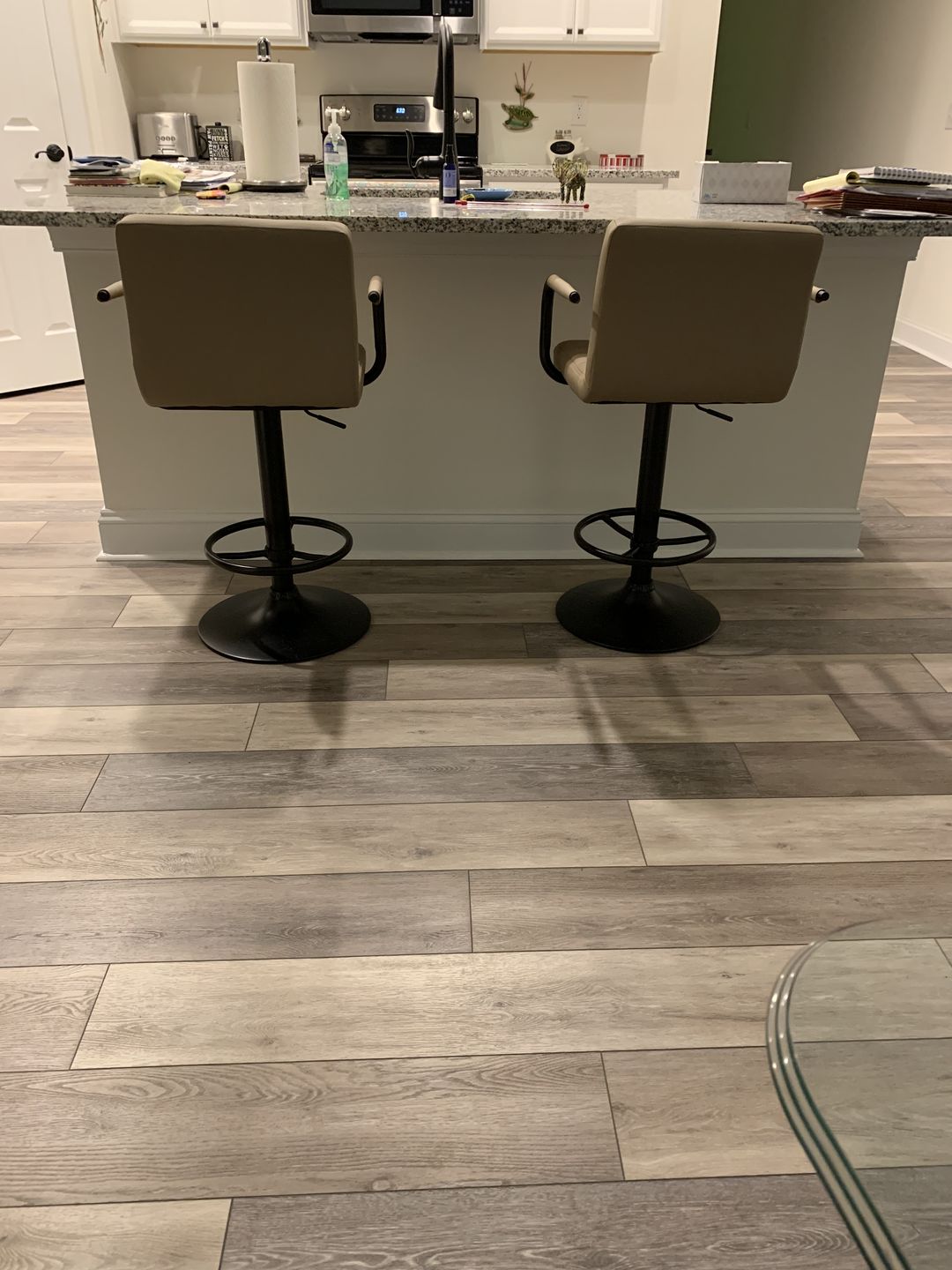 Customer photo review of Adjustable Square Bar Stools with Arm Rest (Set of 2)
