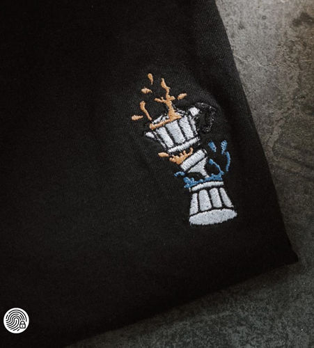 Customer photo review of Espressokocher Boom | Besticktes Organic Bio Baumwoll-T-Shirt