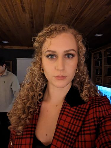 Customer photo review of Curly Ash Blonde