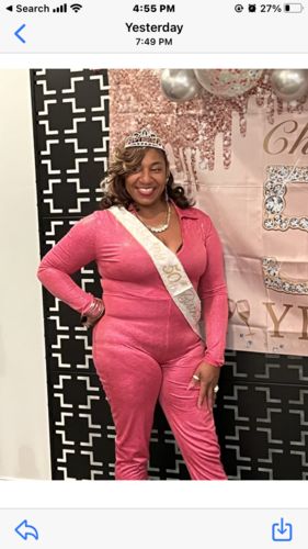 Customer photo review of Sexy Sequins Deep V Neck Long Sleeve Jumpsuit