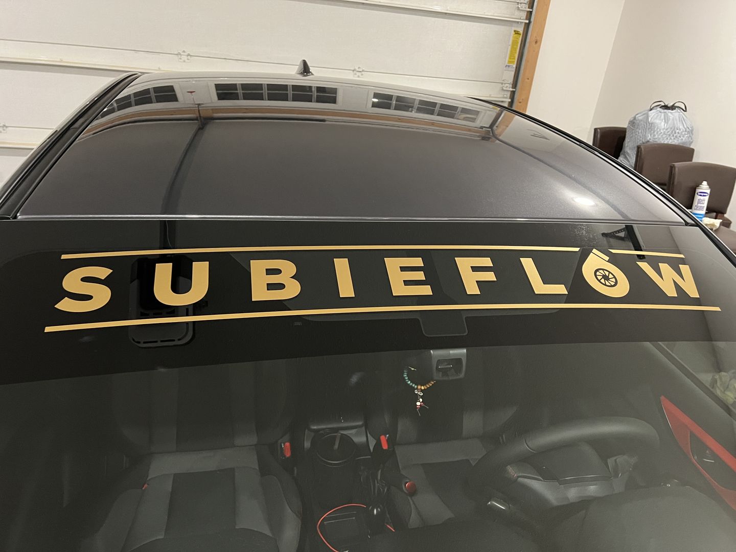 Customer photo review of SubieFlow Windshield Banners