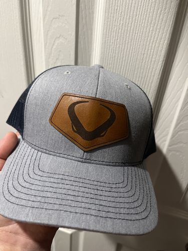 Customer photo review of Custom Leather Patch Trucker Hat - Richardson 112