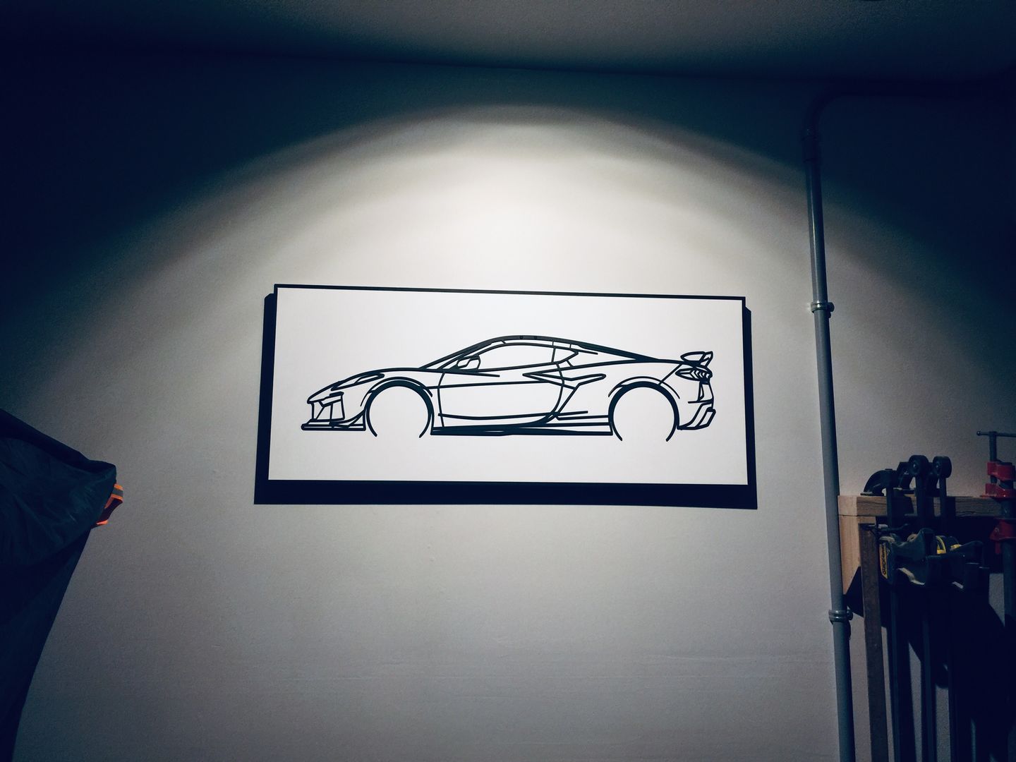 Customer photo review of Corvette C8 Z06 Detailed Silhouette Metal Wall Art
