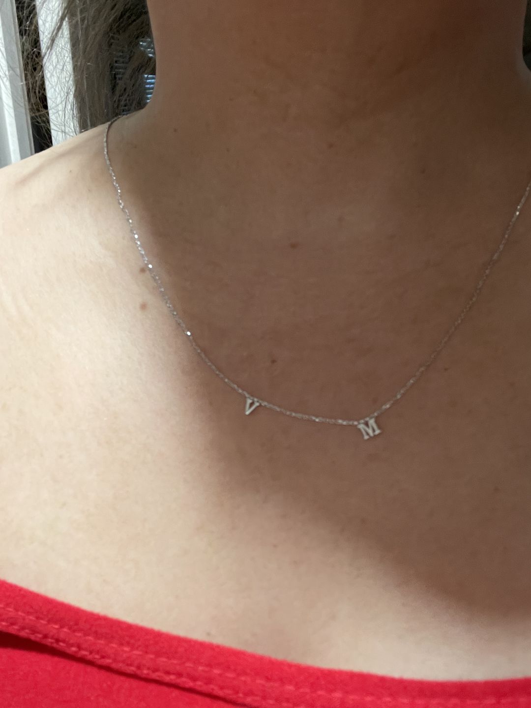 Customer photo review of Dainty Letter Name Necklace