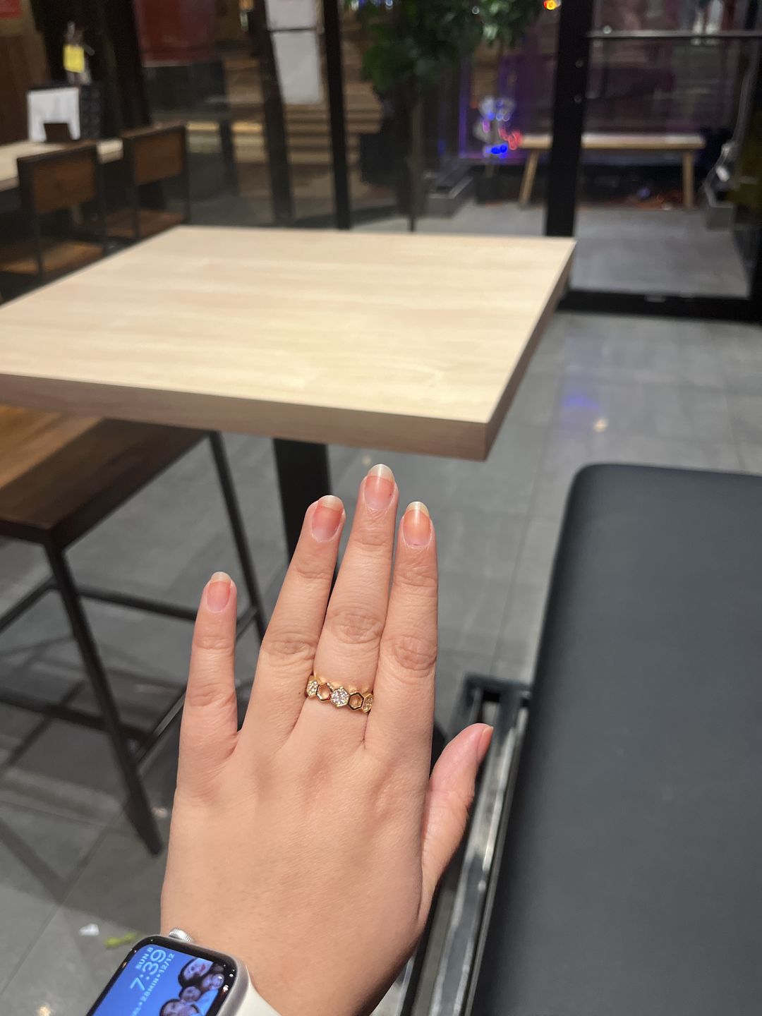 Customer photo review of Gold & Crystal Honeycomb Ring