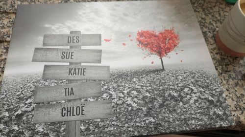 Customer photo review of Lienzo Árbol Corazón con Nombres Personalizados