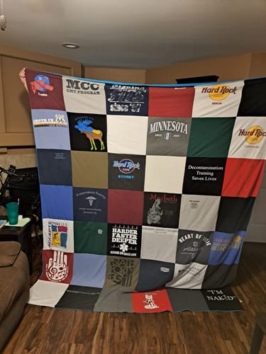 T-shirt quilt from mcc community college by Traci from AZ