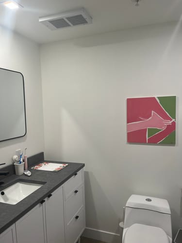 Customer photo review of Cape Breton 60" Satin White Bathroom Vanity