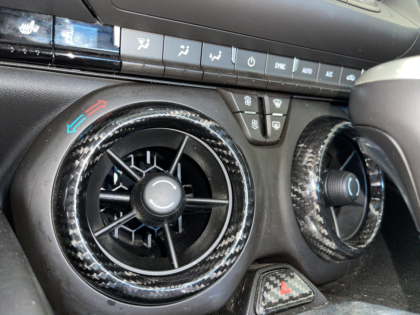 Customer photo review of [Set] Carbon Fiber Center Console AC Vent Covers For 2016-2023 Chevy Camaro