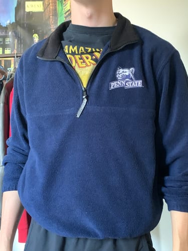 Customer photo review of Vintage Penn State Nittany Lions Sweater Mens Small Blue Fleece Quarter Zip