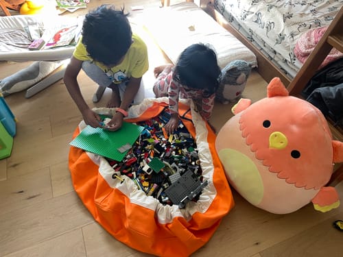 Customer photo review of Large Toy Storage Bag - Tangerine (Canvas)