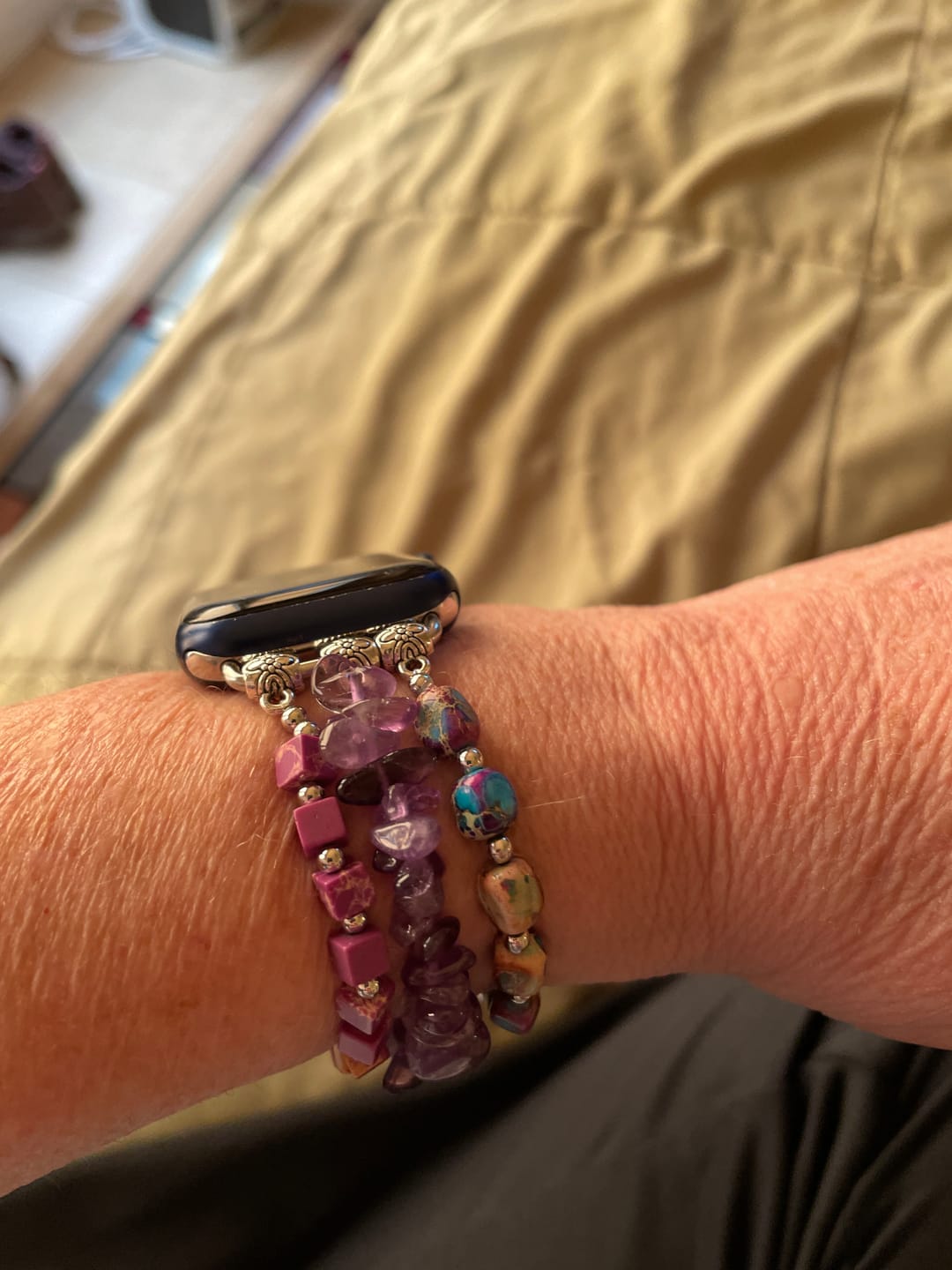 Customer photo review of Royal Amethyst Stretch Apple Watch Strap