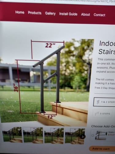 Customer photo review of Indoor/Outdoor Handrail Kit for Stairs 1 and 2 steps