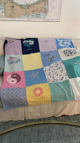 T-shirt quilt with marine life, nature themes by Marianne from MA