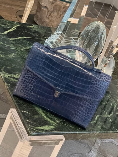 Customer photo review of Preorder  Genuine Crocodile  Shiny Leather Briefcase Business Bags Dark Blue