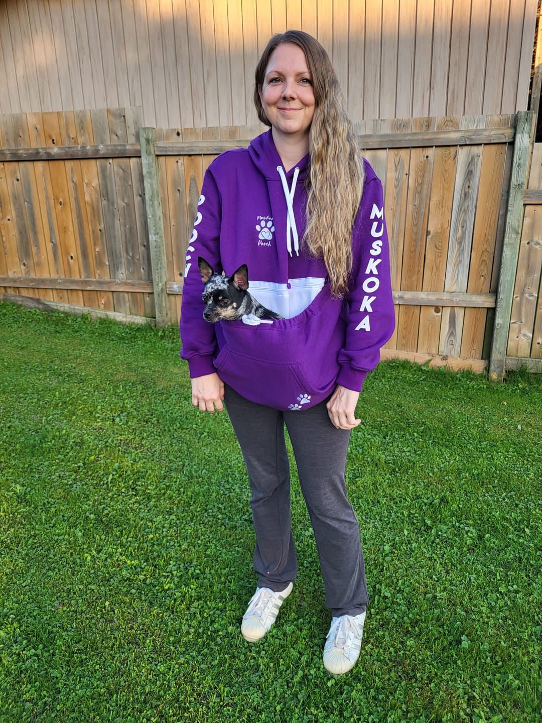 Customer photo review of Muskoka Pooch Adult Pet Hoodie